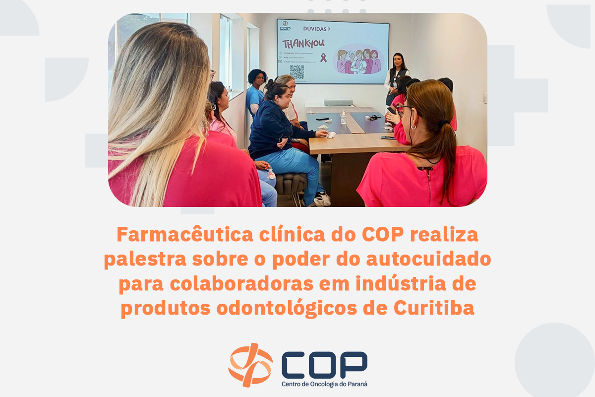 Farmacêutica clínica do COP realiza palestra sobre o poder do autocuidado para colaboradoras em indústria de Curitiba